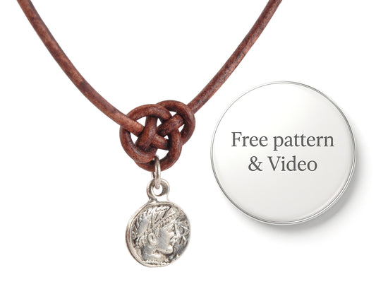 Endless Knot Leather Necklace Pattern - Adjustable 15-18” Roman Coin Necklace
