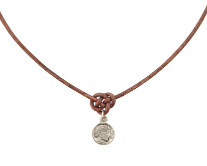 Beading Patterns-Endless Knot Leather Necklace with Small Roman Coin-Adjustable-15-18 Inches-Pdf Pattern & Digital Video Tamara Scott Designs