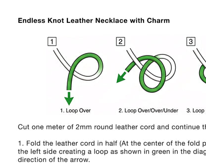 Beading Patterns-Endless Knot Leather Necklace with Small Roman Coin-Adjustable-15-18 Inches-Pdf Pattern & Digital Video Tamara Scott Designs