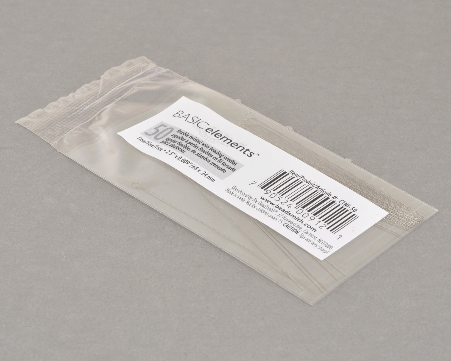Basic Elements flexible twisted wire beading needles fine 0.24mm 50 pack