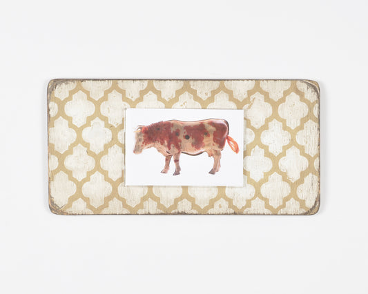 Vintage Salvaged Wood Handmade Picture Frame-Antique Wind Up Cow Print-Vintage Farmhouse Decor-Art Collector Gift Tamara Scott Designs