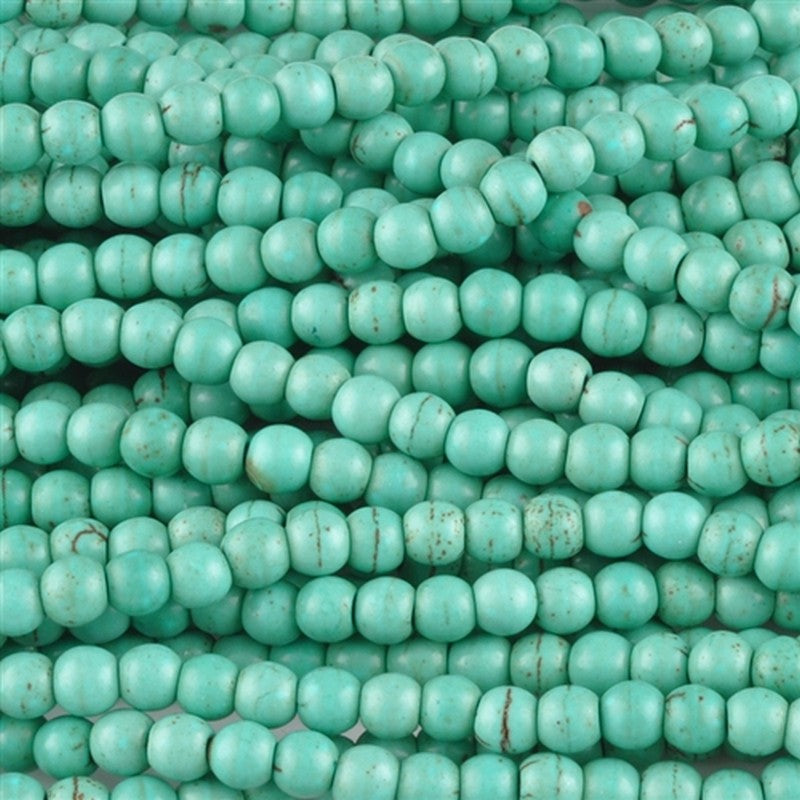 Gemstone-4mm Round Howlite-Blue Turquoise-15 Inch Strand