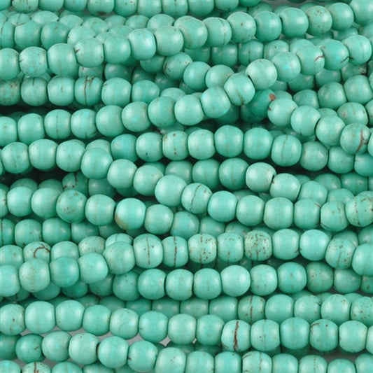 Gemstone-4mm Round Howlite-Blue Turquoise-15 Inch Strand