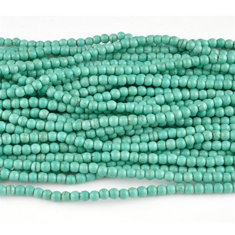 Gemstone-4mm Round Howlite-Blue Turquoise-15 Inch Strand