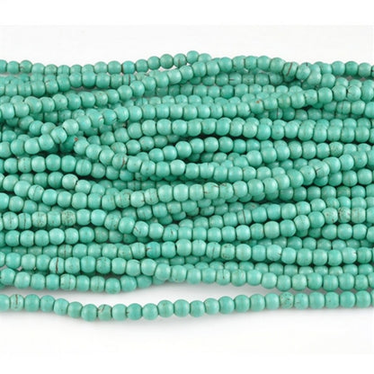 Gemstone-4mm Round Howlite-Blue Turquoise-15 Inch Strand