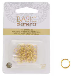 Findings-6mm Round Open Jump Ring-19 Gauge-Gold-Quantity 50