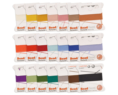 Griffin silk bead cord sample pack size 4 showing all 21 colors