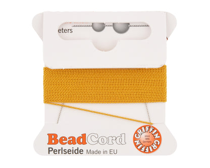 Griffin natural silk bead cord size 4 amber with attached twisted needle 2 meter card