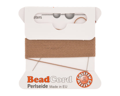 Griffin natural silk bead cord size 4 beige with attached twisted needle 2 meter card