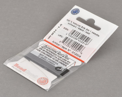 Griffin natural silk bead cord size 4 black with attached twisted needle 2 meter card