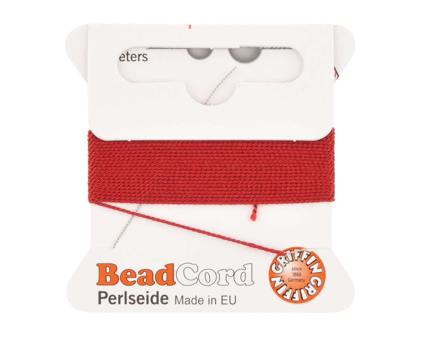 Griffin natural silk bead cord size 4 garnet with attached twisted needle 2 meter card