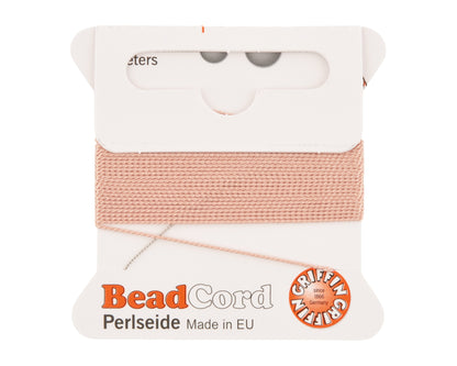 Griffin natural silk bead cord size 4 light pink with attached twisted needle 2 meter card