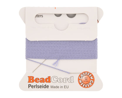 Griffin natural silk bead cord size 4 lilac with attached twisted needle 2 meter card