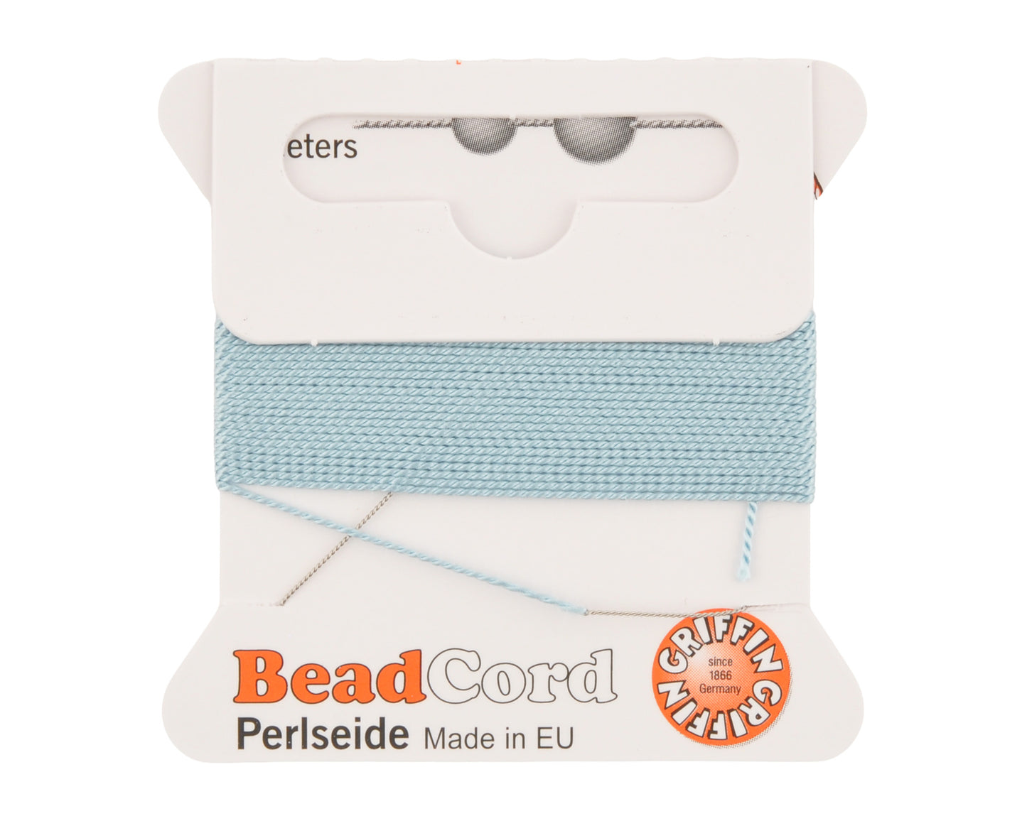 Griffin natural silk bead cord size 4 turquoise with attached twisted needle 2 meter card