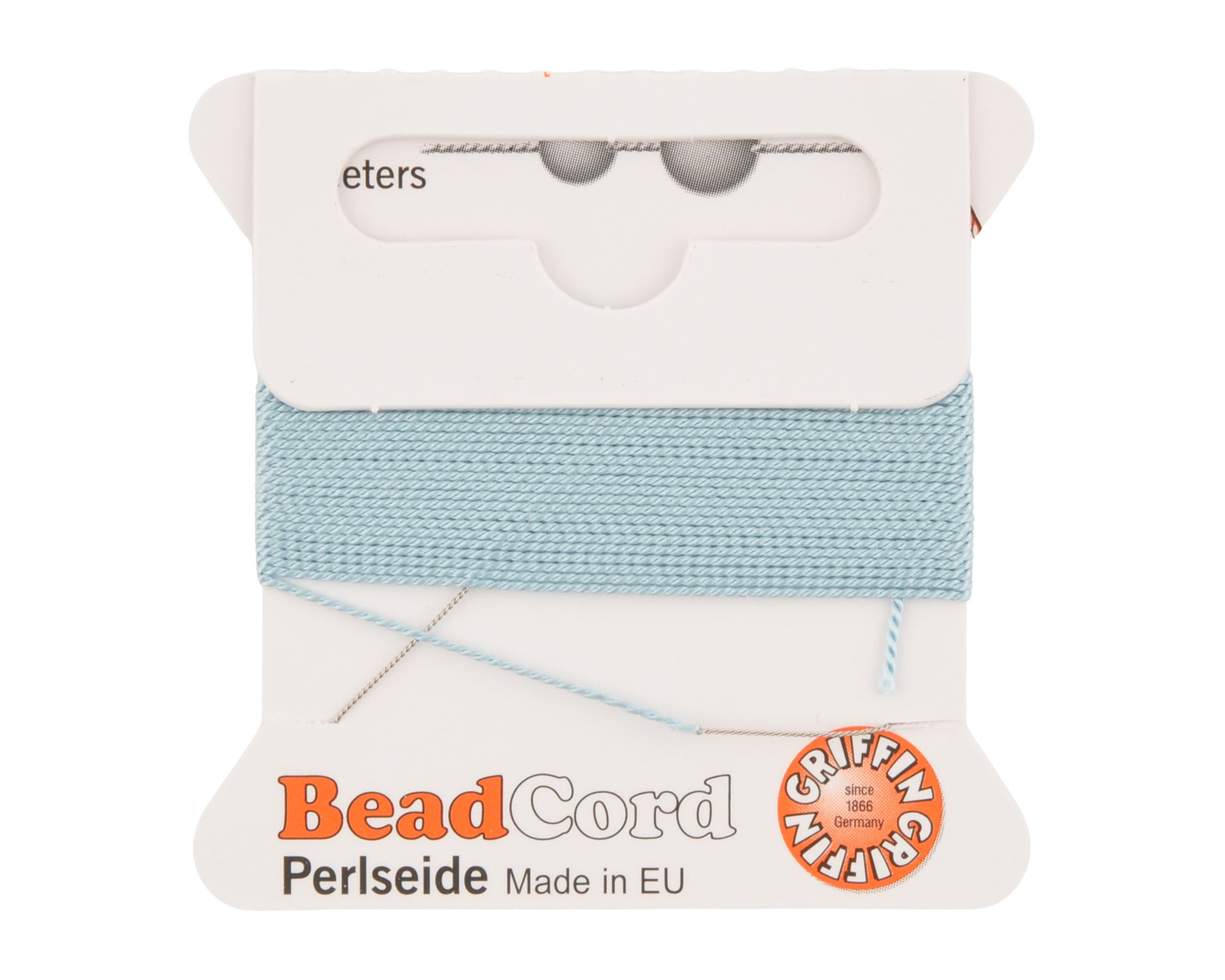 Griffin natural silk bead cord size 4 turquoise with attached twisted needle 2 meter card