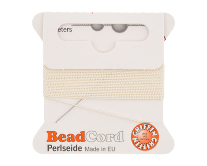 Griffin natural silk bead cord size 4 white with attached twisted needle 2 meter card