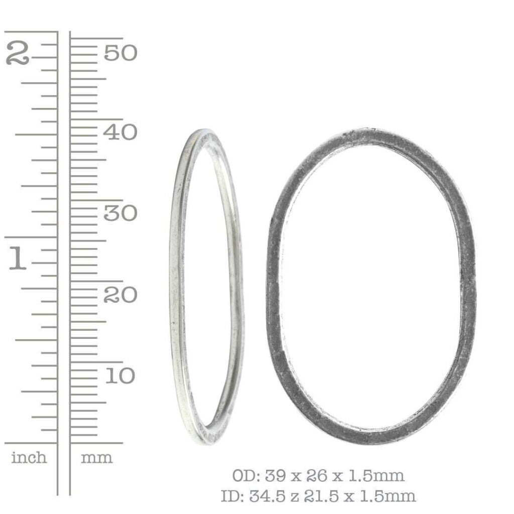 Nunn Design-Open Frame-39x26mm Hammered Grande Oval-Antique Silver-Quantity 1