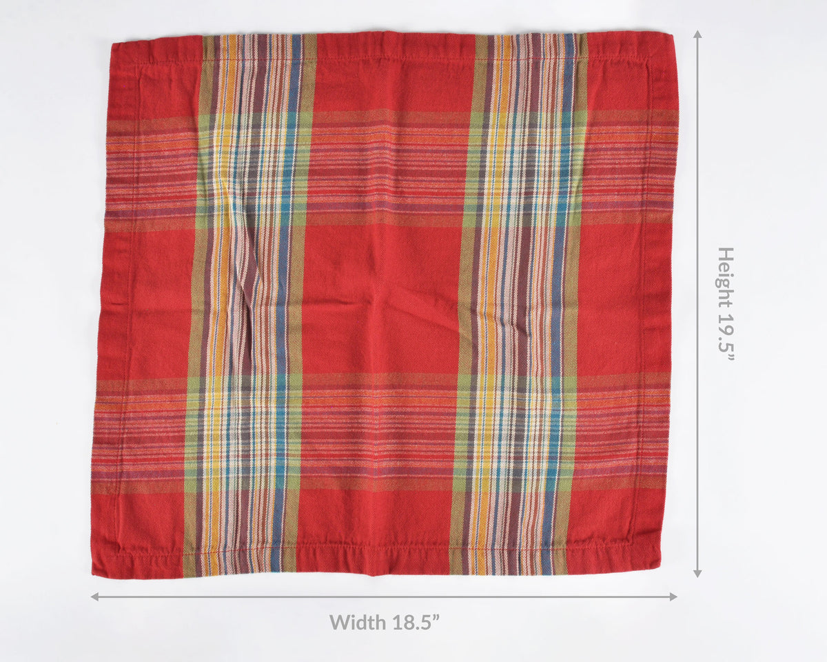 Pottery Barn Stewart Tartan Plaid Cotton Standard Size Napkin-Red Green Christmas-Quantity 1