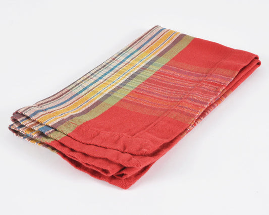 Pottery Barn Stewart Tartan Plaid Cotton Standard Size Napkin-Red Green Christmas-Quantity 1
