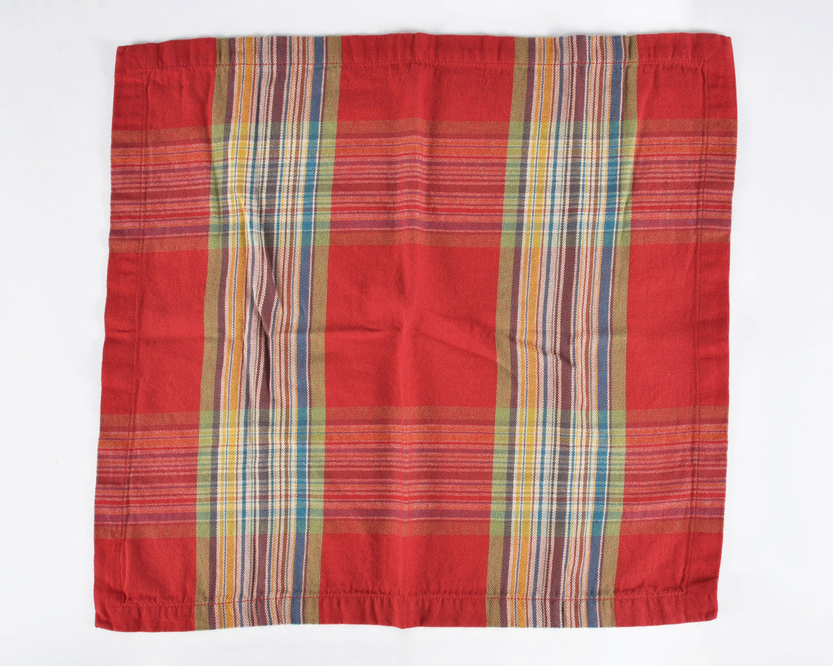 Pottery Barn Stewart Tartan Plaid Cotton Standard Size Napkin-Red Green Christmas-Quantity 1