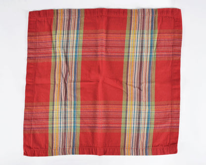 Pottery Barn Stewart Tartan Plaid Cotton Standard Size Napkin-Red Green Christmas-Quantity 1