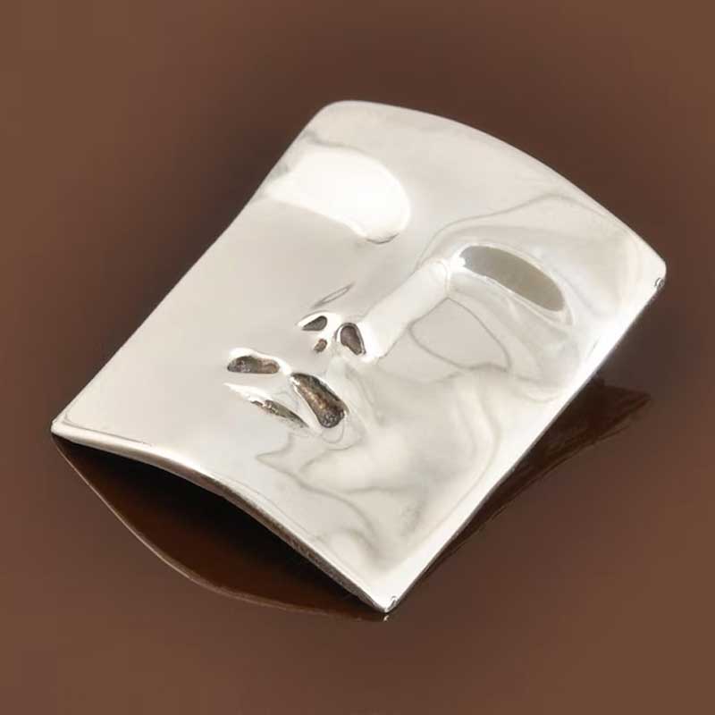 Vintage Jewelry-Modernist Ed Samuels-Abstract Dimensional Face-Sterling Silver