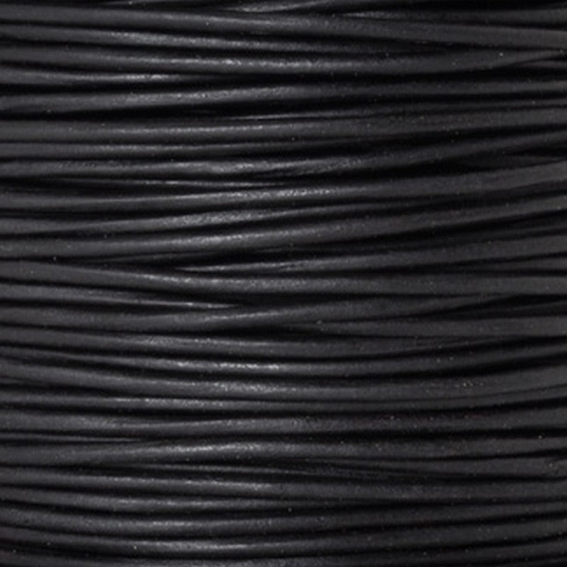 Leather Cord-0.5mm Round-Soft-Natural Black-2 Meters