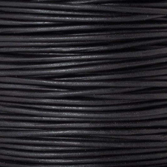 Leather Cord-0.5mm Round-Soft-Natural Black-2 Meters