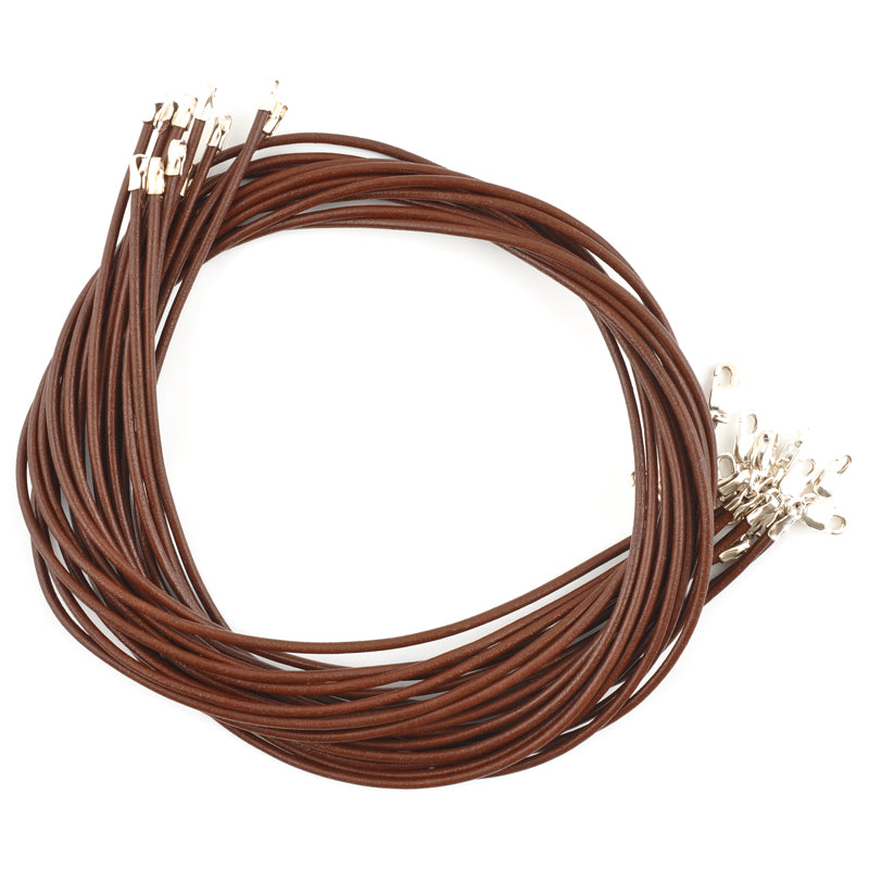 1.5mm Brown Leather Cord Chain & Sterling Silver Clasp Necklace