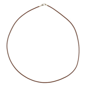 Leather Necklace-1.5mm Leather Cording with Sterling Silver Lobster Clasp-Brown-18 Inches