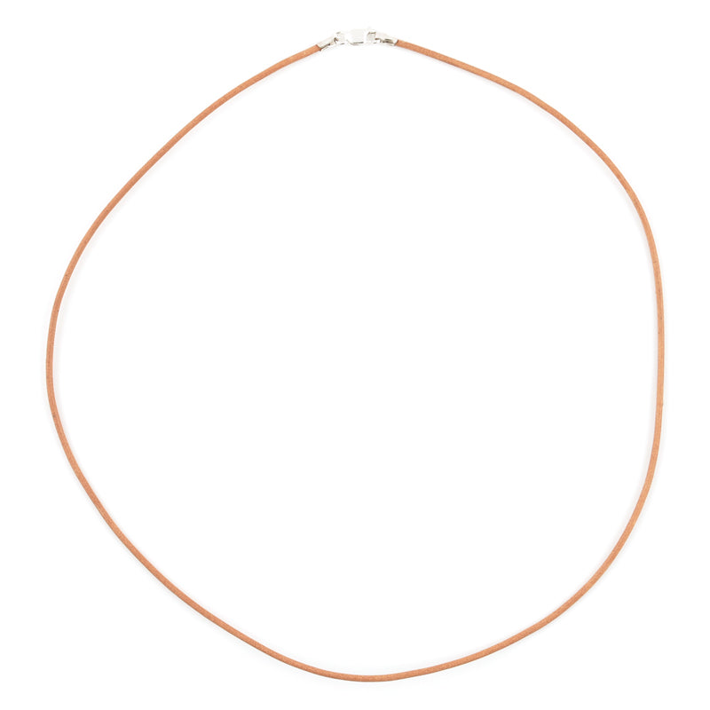 Leather Necklace-1.5mm Leather Cording with Sterling Silver Lobster Clasp-Natural-16 Inches