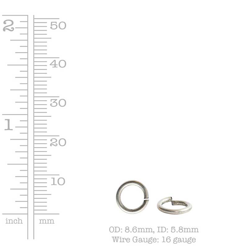 Nunn Design-Findings-8mm Round Open Large Jump Ring-15 Gauge-Antique Silver-