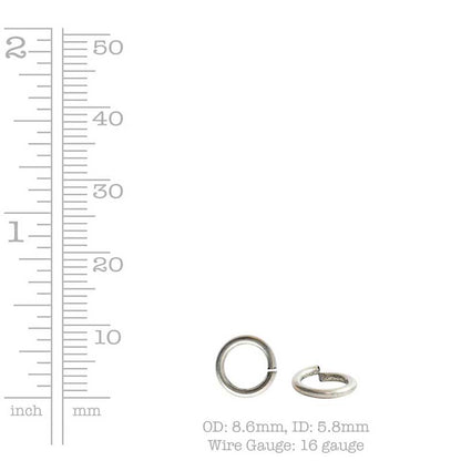Nunn Design-Findings-8mm Round Open Large Jump Ring-15 Gauge-Antique Silver-