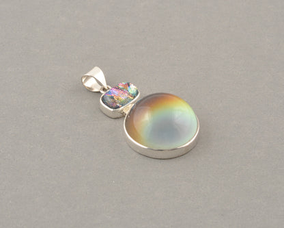 Mirage Dichroic Pendant #2–Sterling Silver Color-Changing Glass Pendant–25x39mm Mood Jewelry-One of A Kind