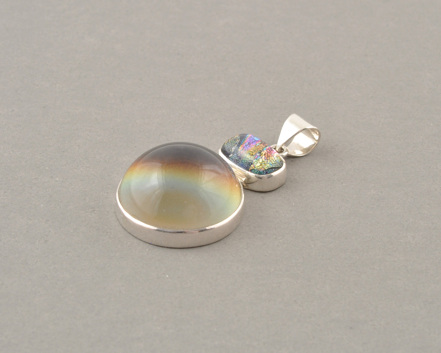 Mirage Dichroic Pendant #2–Sterling Silver Color-Changing Glass Pendant–25x39mm Mood Jewelry-One of A Kind