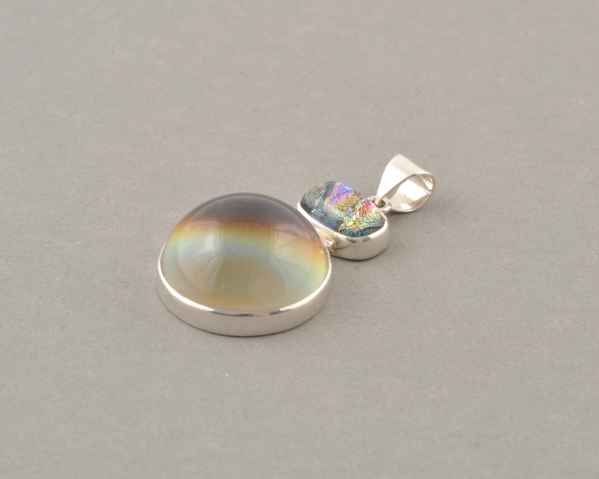 Mirage Dichroic Pendant #2–Sterling Silver Color-Changing Glass Pendant–25x39mm Mood Jewelry-One of A Kind