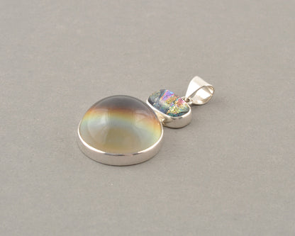 Mirage Dichroic Pendant #2–Sterling Silver Color-Changing Glass Pendant–25x39mm Mood Jewelry-One of A Kind