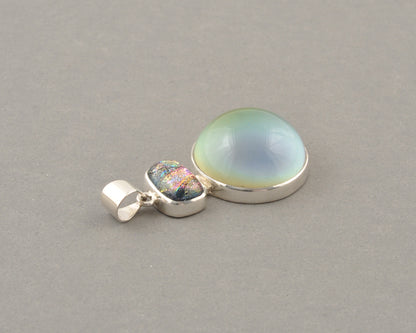 Mirage Dichroic Pendant #2–Sterling Silver Color-Changing Glass Pendant–25x39mm Mood Jewelry-One of A Kind