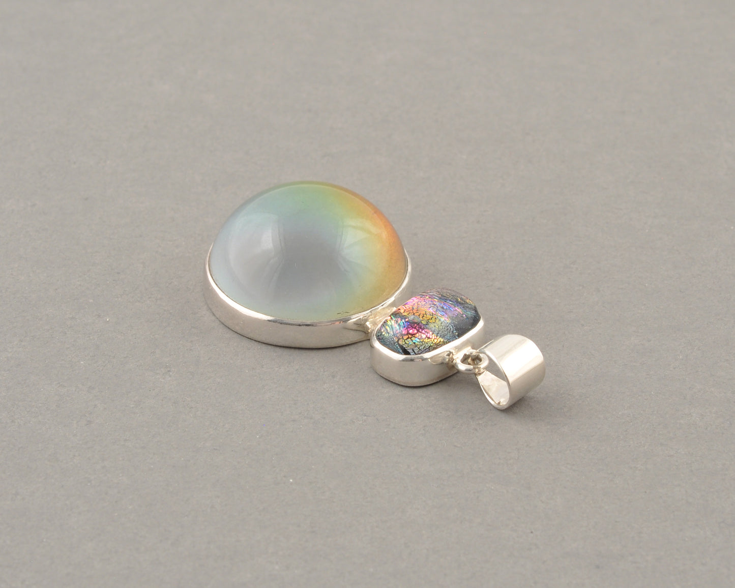 Mirage Dichroic Pendant #2–Sterling Silver Color-Changing Glass Pendant–25x39mm Mood Jewelry-One of A Kind