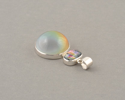 Mirage Dichroic Pendant #2–Sterling Silver Color-Changing Glass Pendant–25x39mm Mood Jewelry-One of A Kind
