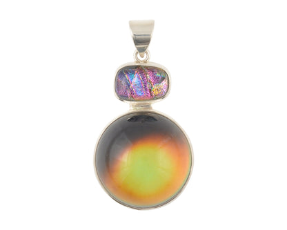 Mirage Dichroic Pendant #2–Sterling Silver Color-Changing Glass Pendant–25x39mm Mood Jewelry-One of A Kind