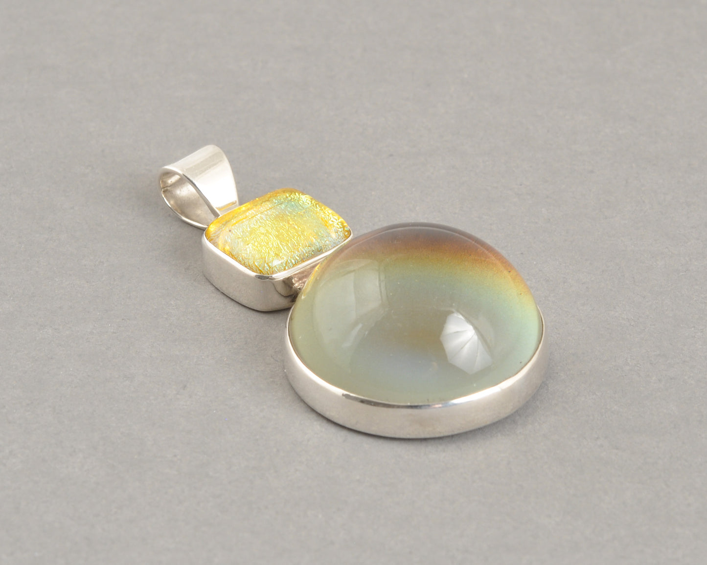 Mirage Dichroic Pendant #1–Sterling Silver Color-Changing Glass Pendant–25x39mm Mood Jewelry-One of A Kind