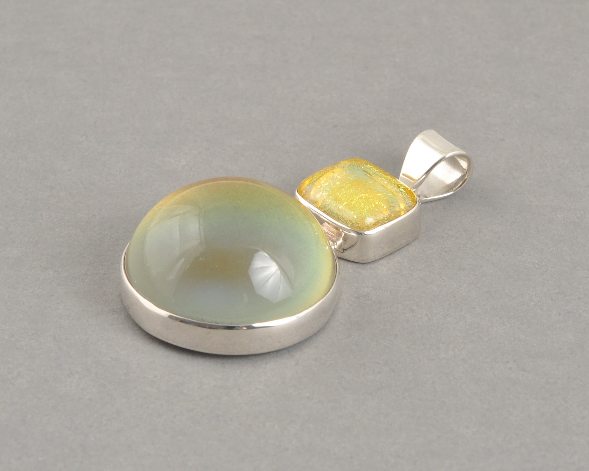 Mirage Dichroic Pendant #1–Sterling Silver Color-Changing Glass Pendant–25x39mm Mood Jewelry-One of A Kind