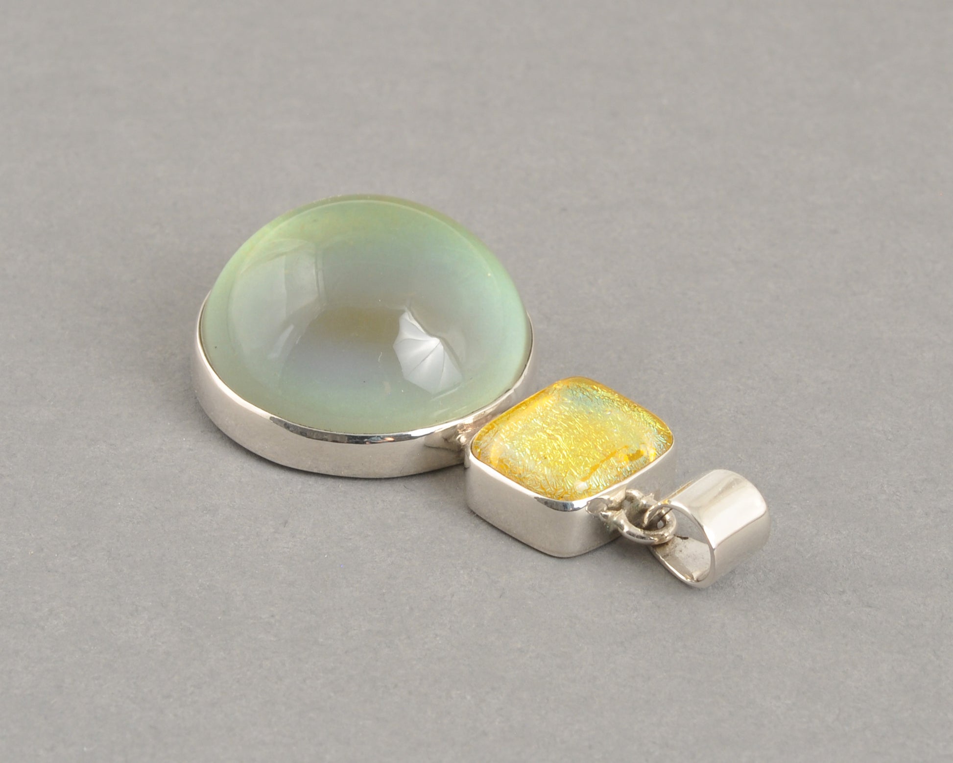 Mirage Dichroic Pendant #1–Sterling Silver Color-Changing Glass Pendant–25x39mm Mood Jewelry-One of A Kind