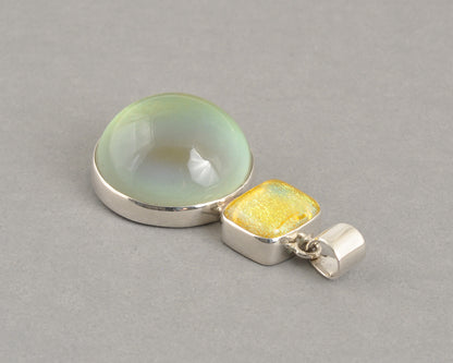 Mirage Dichroic Pendant #1–Sterling Silver Color-Changing Glass Pendant–25x39mm Mood Jewelry-One of A Kind