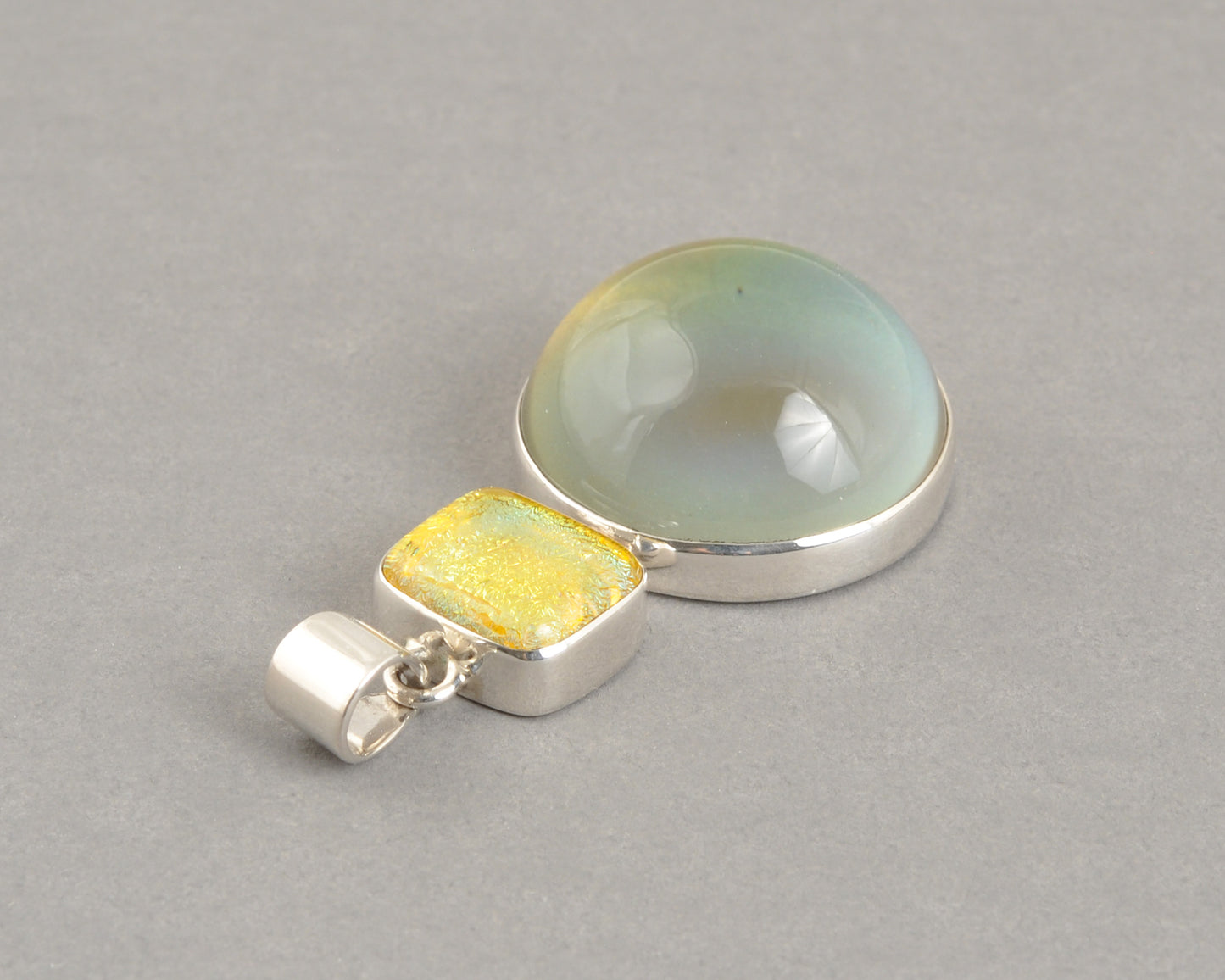 Mirage Dichroic Pendant #1–Sterling Silver Color-Changing Glass Pendant–25x39mm Mood Jewelry-One of A Kind