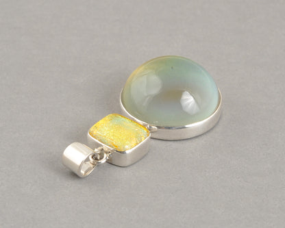 Mirage Dichroic Pendant #1–Sterling Silver Color-Changing Glass Pendant–25x39mm Mood Jewelry-One of A Kind