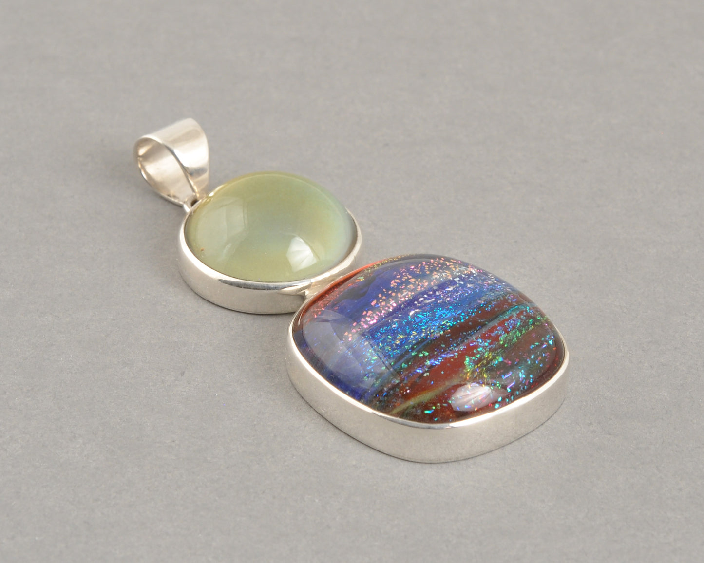 Mirage Dichroic Pendant #8–Sterling Silver Color-Changing Glass Pendant–25x39mm Mood Jewelry-One of A Kind