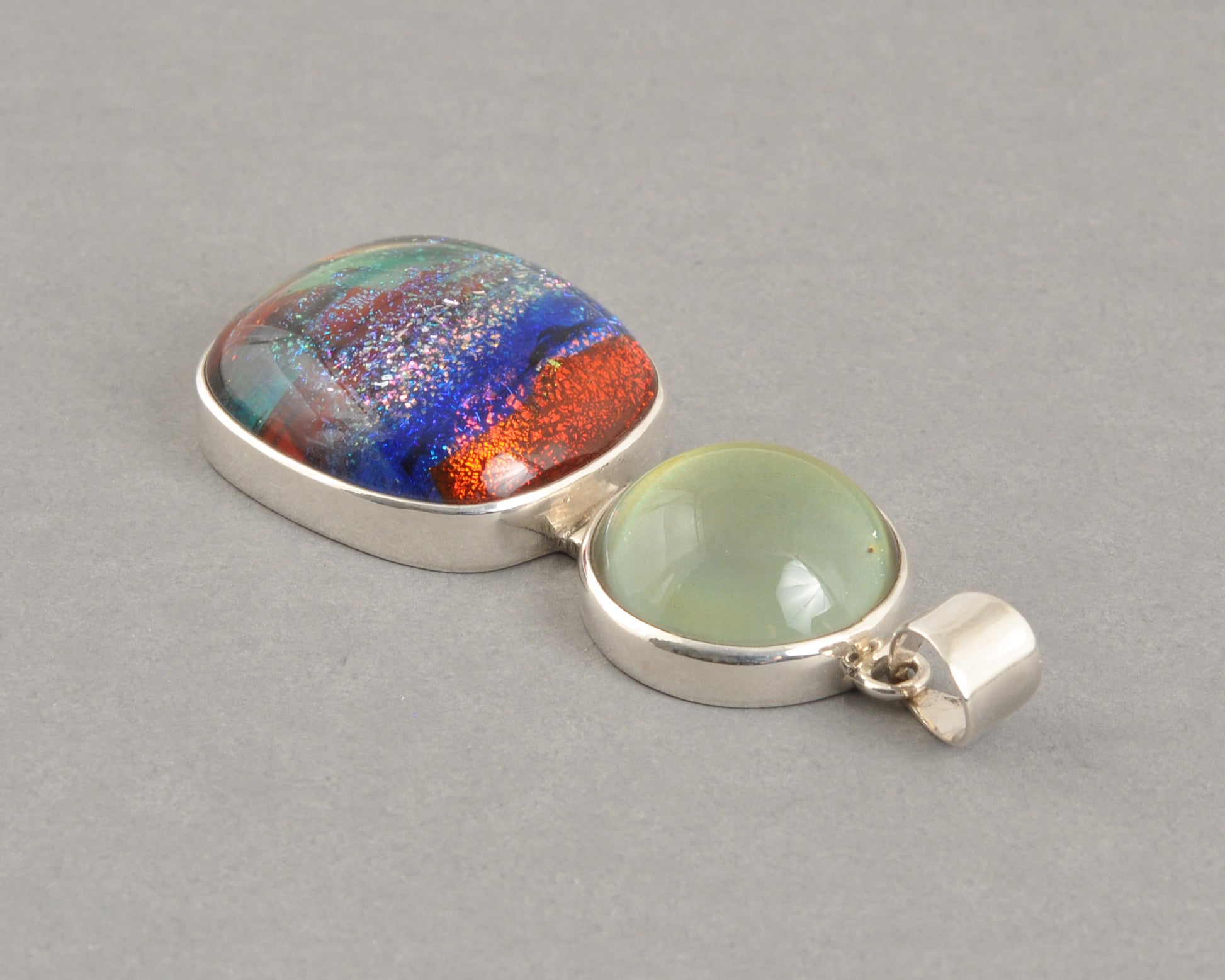 Mirage Dichroic Pendant #8–Sterling Silver Color-Changing Glass Pendant–25x39mm Mood Jewelry-One of A Kind