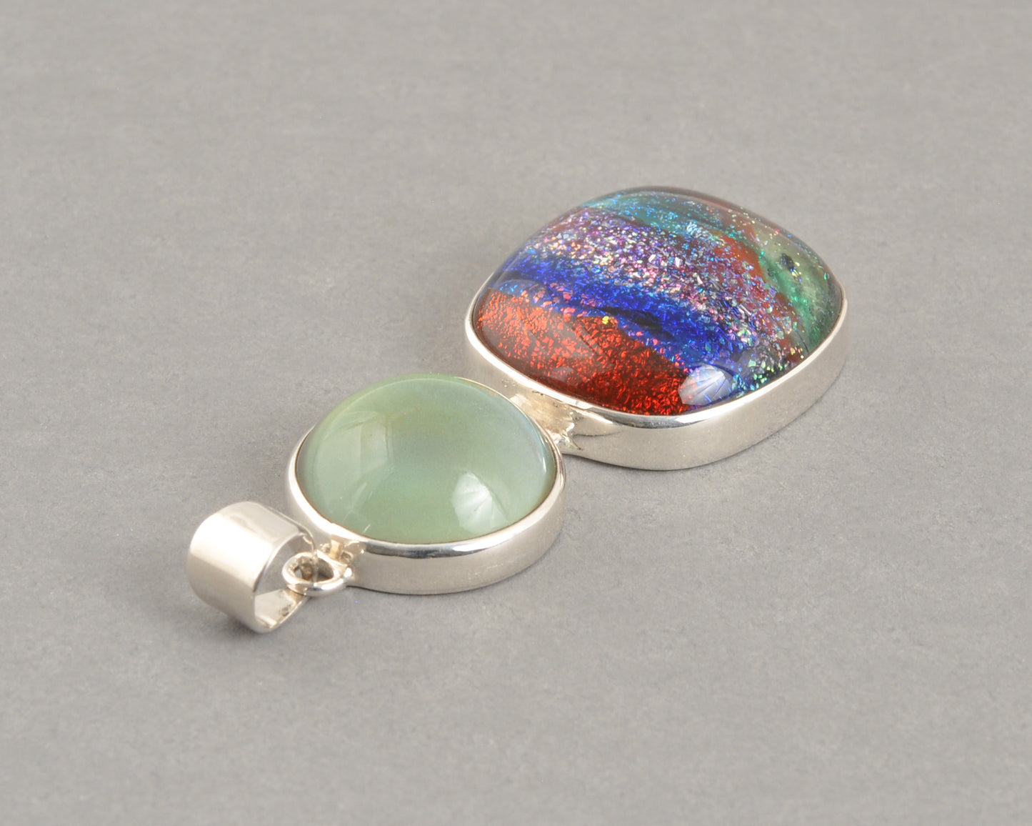 Mirage Dichroic Pendant #8–Sterling Silver Color-Changing Glass Pendant–25x39mm Mood Jewelry-One of A Kind
